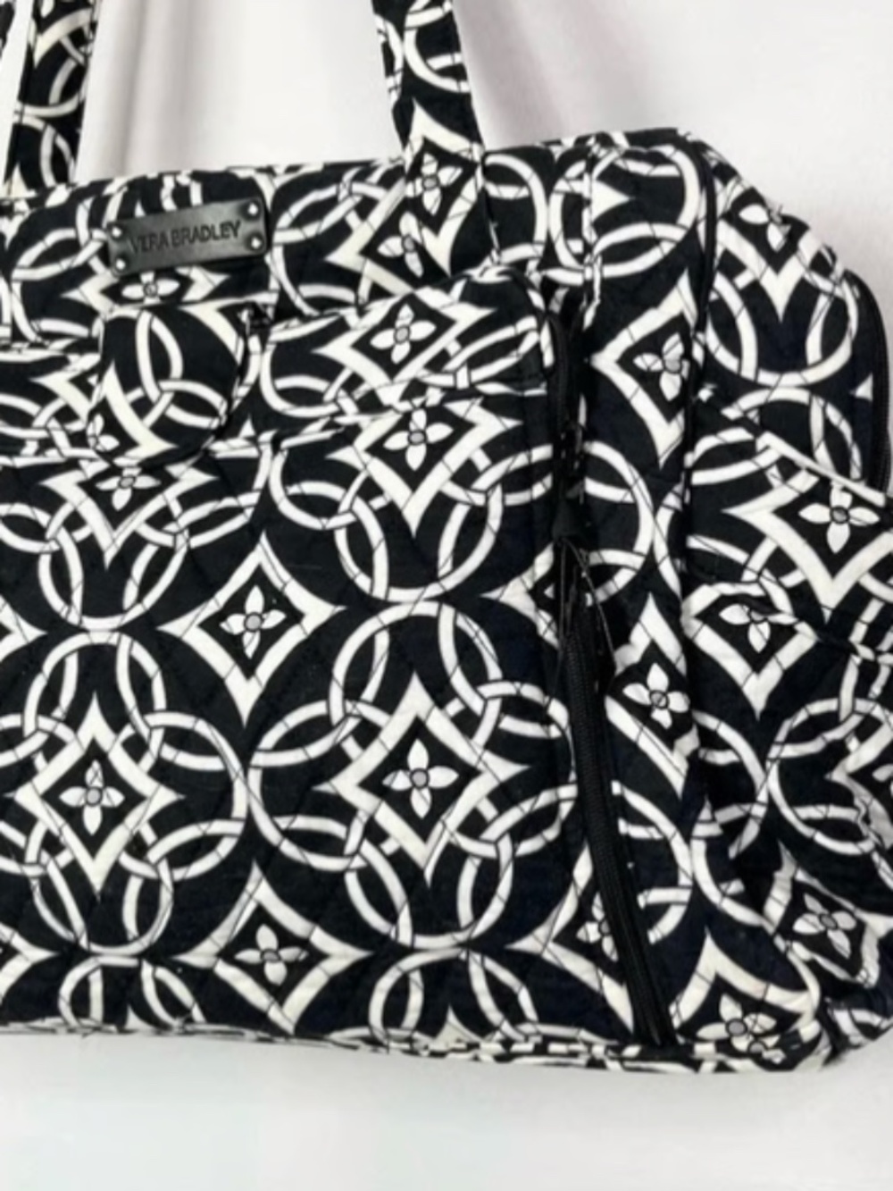 Vera Bradley Stroll Around Diaper Bag Black White Retired Pattern Baby Tote